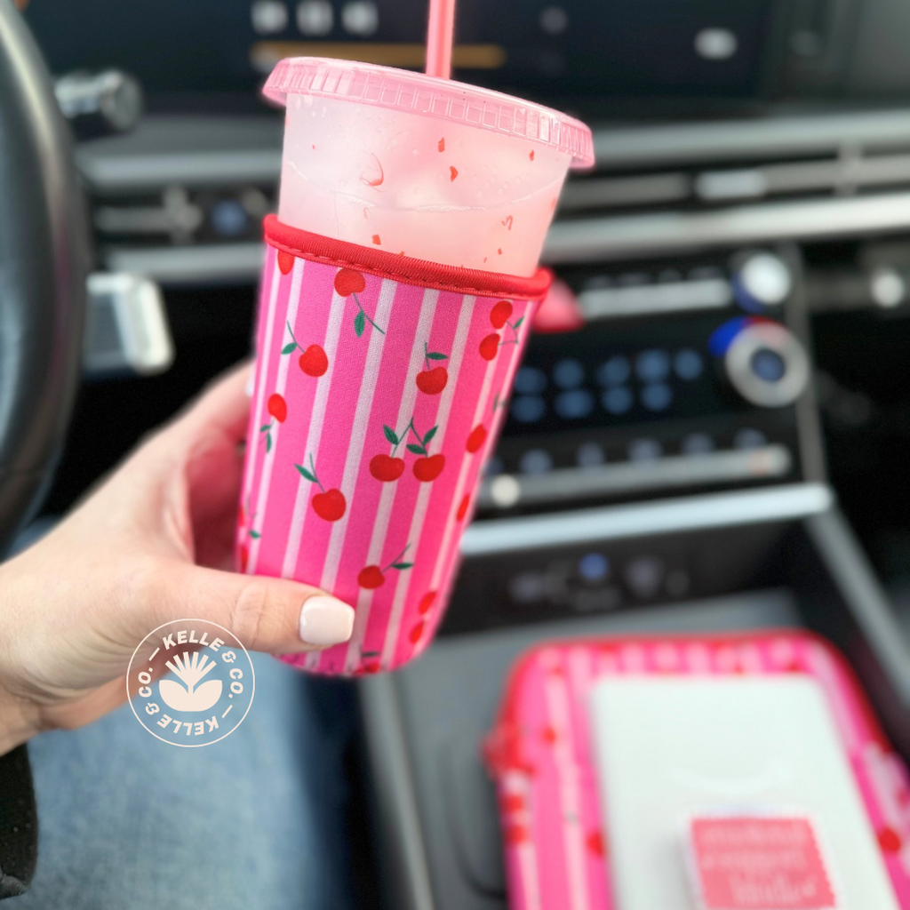 Cherry stripes reusable Coffee Sleeve | Cup sleeve | coffee