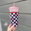 Checkered hearts Coffee Sleeve | Reusable Cup sleeve | cups