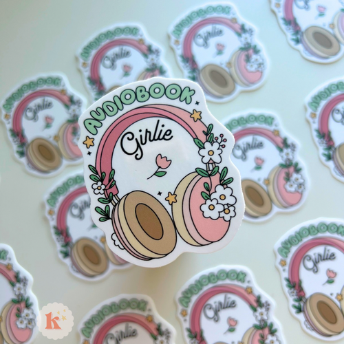 Audiobook girlie book stickers | bookish sticker | readers