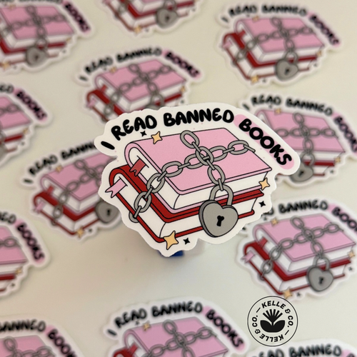 "Read banned books" sticker | funny book sticker | kindle