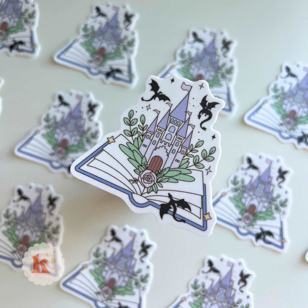 Castle fantasy book vinyl sticker | Fantasy book sticker