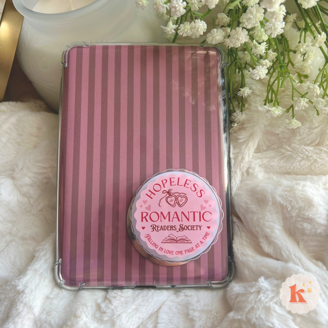 Hopeless romantic kindle grip | bookish kindle accessories
