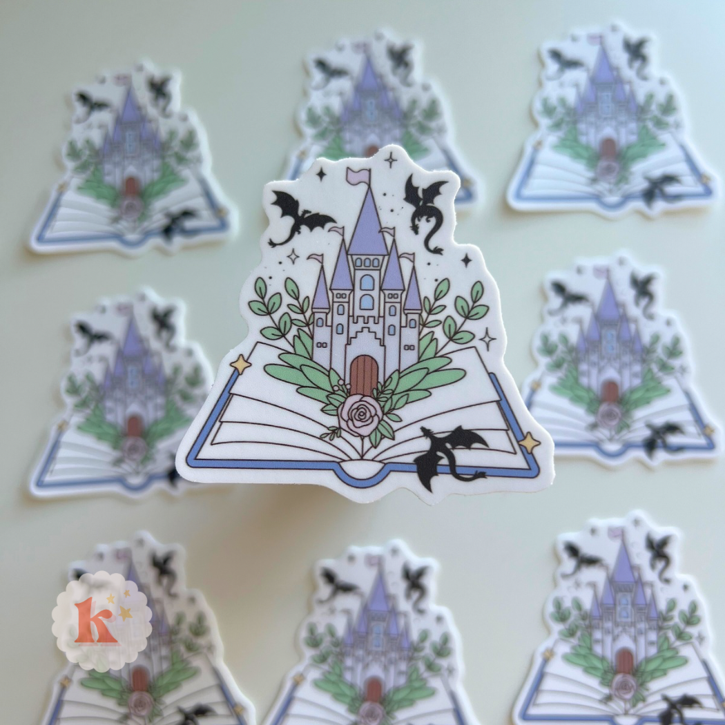 Castle fantasy book vinyl sticker | Fantasy book sticker