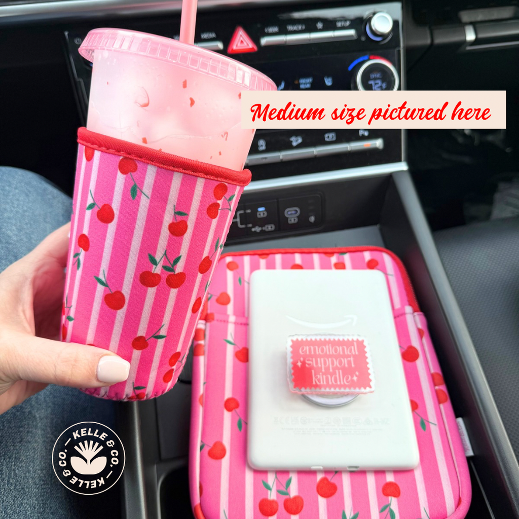 Cherry stripes reusable Coffee Sleeve | Cup sleeve | coffee